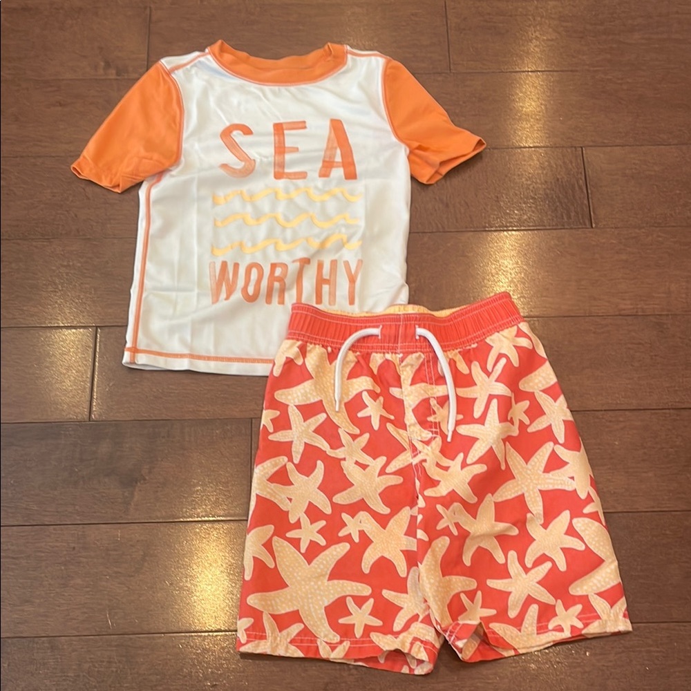 Old Navy Orange and White Swimwear
